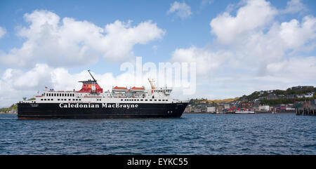 Ferry operated by Caledonian MacBrayne arriving at Oban on the west coast of Scotland from Craignure on the Isle of Mull. Stock Photo
