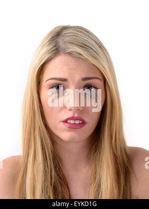 Portrait of a young blonde girl crying Stock Photo - Alamy