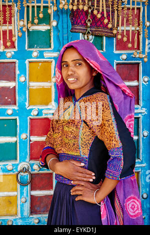 India, Gujarat, Kutch, village around Bhuj, Rabari ethnic group Stock Photo