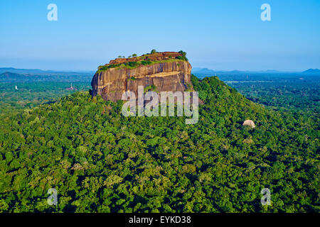 Sri Lanka, Ceylon, North Central Province, Sigiriya Lion Rock fortress, UNESCO world heritage site, aerial view Stock Photo