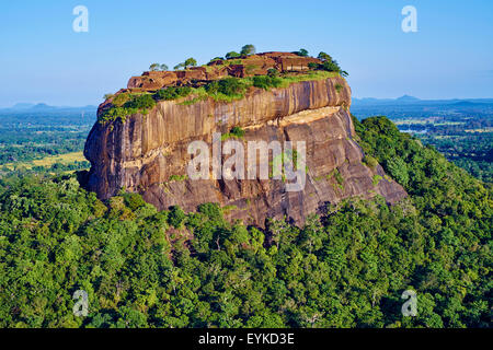 Sri Lanka, Ceylon, North Central Province, Sigiriya Lion Rock fortress, UNESCO world heritage site, aerial view Stock Photo