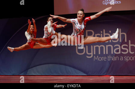 Liverpool, UK. 31st July, 2015. British Gymnastics Championship Series Day 2. Gymnasts from the Basingstoke Gymnastics Club compete in today's 2015 Aerobic British Championships. © Action Plus Sports/Alamy Live News Stock Photo