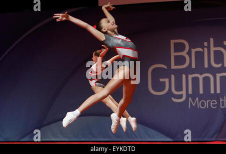Liverpool, UK. 31st July, 2015. British Gymnastics Championship Series Day 2. Gymnasts from the Bulmershe Gymnastics Club compete in today's 2015 Aerobic British Championships. © Action Plus Sports/Alamy Live News Stock Photo