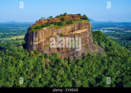 Sri Lanka, Ceylon, North Central Province, Sigiriya Lion Rock fortress, UNESCO world heritage site, aerial view Stock Photo