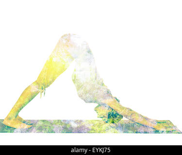 Woman doing yoga, concept of healthy life and natural balance between body  and mental development Stock Photo - Alamy