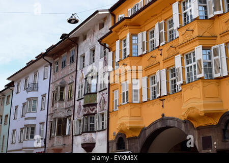 Historical houses in the center of Bolzano-Bozen, South Tyrol, Italy Stock Photo