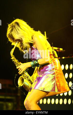 Dutch saxophonist Candy Dulfer performs on stage, during the 41st