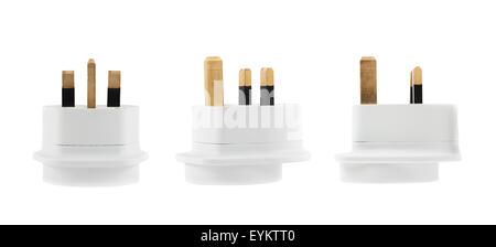 EU to UK converter plug adapter isolated Stock Photo