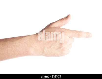 Hand pointing with the index finger Stock Photo