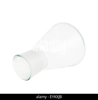 Empty Erlenmeyer glass flask isolated Stock Photo