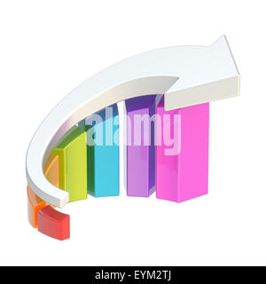 Growing bar chart graph isolated Stock Photo