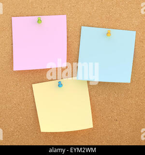 Square paper notes over cork board Stock Photo