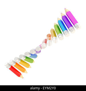 Twisted line of pencils isolated Stock Photo