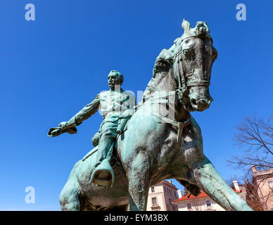 General Phil Sheridan Memorial Civil War Statue Sheridan Circle Embassy Row Washington DC.  Bronze statue dedicated in 1908 Stock Photo