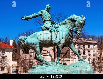 General Phil Sheridan Memorial Civil War Statue Sheridan Circle Embassy Row Pennsylvania Ave Washington DC Stock Photo