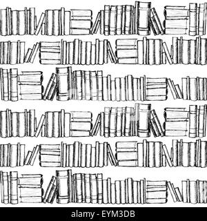 Seamless patterh with old books. Hand drawn graphic Stock Vector