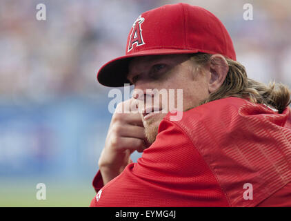 Los Angeles, CALIFORNIA, UNITED STATES OF AMERICA, USA. 31st July, 2015. Los Angeles Angels starting pitcher Jered Weaver during the game against the Los Angeles Dodgers, Friday, July 31, 2015, in Los Angeles.ARMANDO ARORIZO. © Armando Arorizo/Prensa Internacional/ZUMA Wire/Alamy Live News Stock Photo