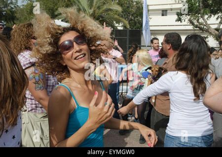 Dizengoff Square, samba party, young people, Tel Aviv, Israel Stock Photo