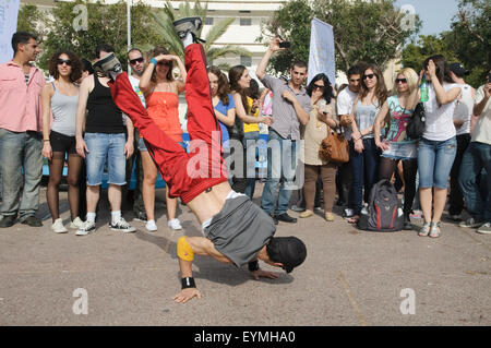 Dizengoff Square, Breakdancer, young people, Tel Aviv, Israel Stock Photo