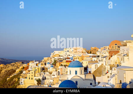 The beautiful village Oia on Santorini island in the early morning hours Stock Photo