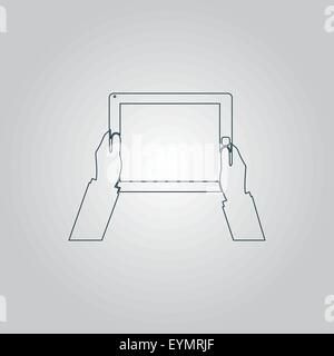Hands holding tablet computer with blank screen Stock Vector