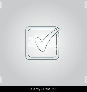 Check list button mark in box sign. Stock Vector