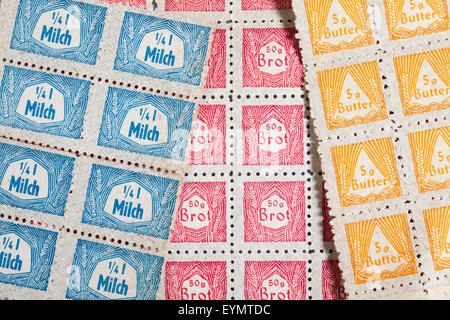 post-war ration cards to buy products for Nutrition, 1950, North Rhine-Westphalia, Federal Republic of Germany, Europe Stock Photo