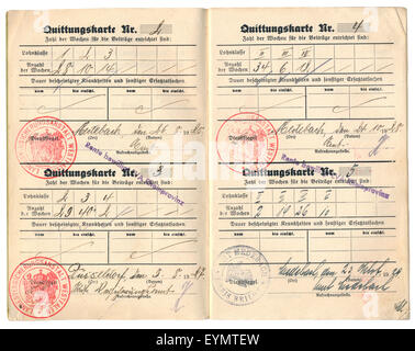 Document for Disability Insurance, Germany, 1927, Stock Photo