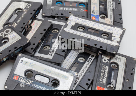 Jammed cassette tapes, Stock Photo