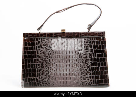 Vintage ladies' handbag made of crocodile artificial leather Stock Photo