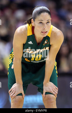 Seattle Storm guard Sue Bird smiles as she talks about her return for