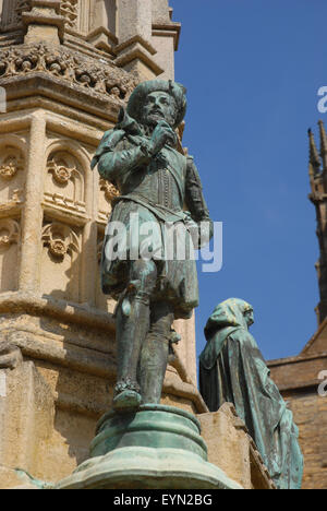 An oxidised statue on the Digby Memorial, outside Sherborne Abbey, Dorset Stock Photo