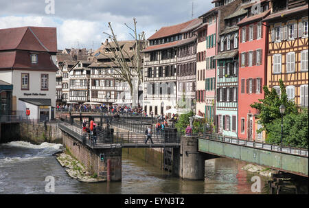 STRASBOURG, FRANCE - MAY 9, 2015:  Half-timbered houses in the district Petite France in Strasbourg, capital of Alsace, France Stock Photo