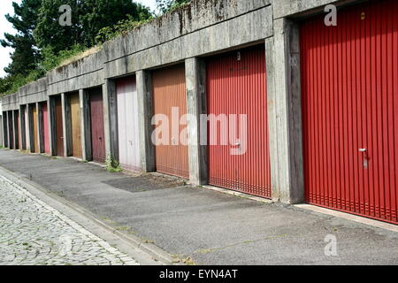 Colourful garage doors, Zweibrucken Germany. Stock Photo
