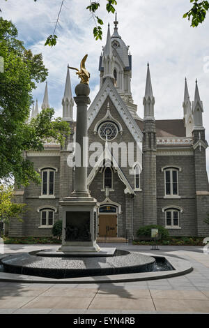 Assembly Assembly Hall, inside Temple Square,  Salt Lake City, capital and the most populous city in the state of Utah, USA Stock Photo