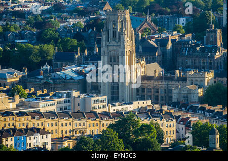 Aerial view of Bristol University Wills Memorial Building. Stock Photo