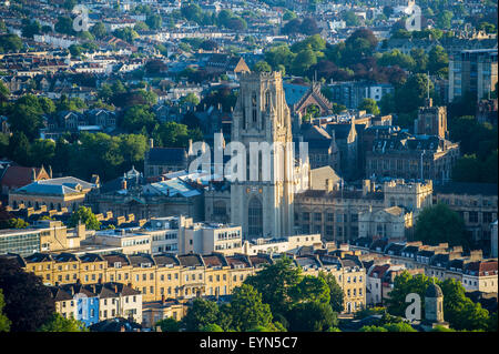 Aerial view of Bristol University Wills Memorial Building. Stock Photo