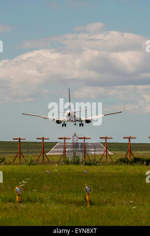 Ryan Air Boeing landing at Bristol International Airport Stock Photo