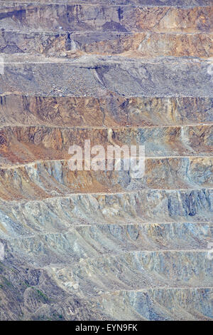 Terraced slopes of open pit mine, Highland Valley copper mine, Logan ...