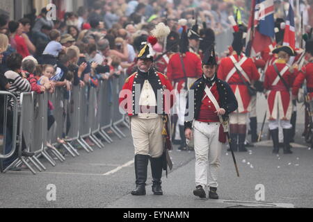 Image from the 1798 battle re-enactment staged on Weafer Street in Enniscorthy Town in County Wexford, Ireland depicting an historic battle between the United Irishmen and British forces. Stock Photo