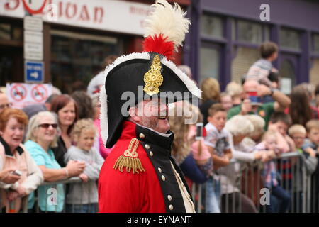 Image from the 1798 battle re-enactment staged on Weafer Street in Enniscorthy Town in County Wexford, Ireland depicting an historic battle between the United Irishmen and British forces. Stock Photo