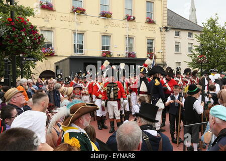 Image from the 1798 battle re-enactment staged on Weafer Street in Enniscorthy Town in County Wexford, Ireland depicting an historic battle between the United Irishmen and British forces. Stock Photo