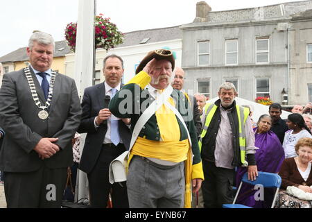 Image from the 1798 battle re-enactment staged on Weafer Street in Enniscorthy Town in County Wexford, Ireland depicting an historic battle between the United Irishmen and British forces. Stock Photo