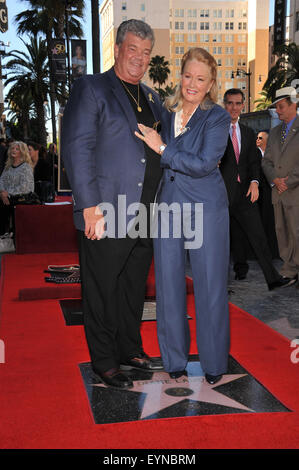 LOS ANGELES, CA - NOVEMBER 1, 2010: Diane Ladd & husband Robert Charles Hunter on Hollywood Boulevard where, together with her ex-husband Bruce Dern & their daughter Laura Dern, she was honored with a star on the Hollywood Walk of Fame. Stock Photo