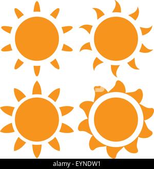 Set of four vector orange sun on a white background Stock Vector