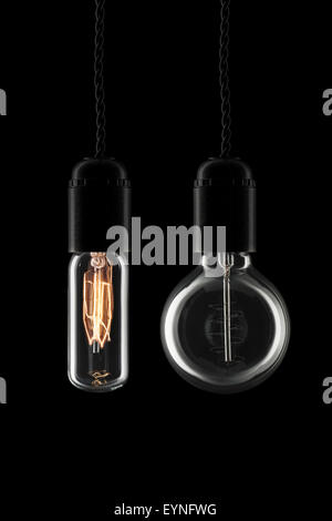 Two different vintage lightbulbs Stock Photo