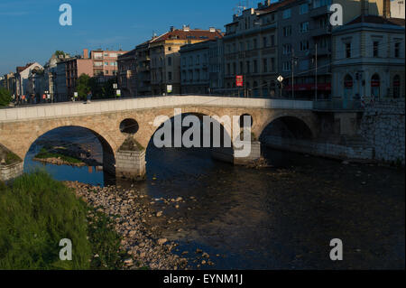 Latin Bridge on Miljacka river, Sarajevo, Bosnia and Erzegovina Stock Photo