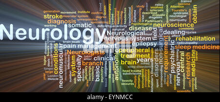 Background concept wordcloud illustration of neurology glowing light Stock Photo