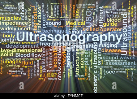 Background concept wordcloud illustration of ultrasound glowing light ...