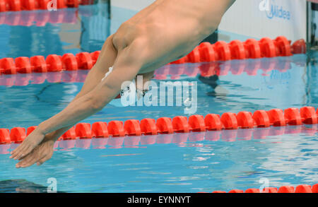 Kazan, Russia. 2nd Aug, 2015. Shi Yang of China competes during men's 50m butterfly preliminaries at FINA World Championships in Kazan, Russia, Aug. 2, 2015. Credit:  Pavel Bednyakov/Xinhua/Alamy Live News Stock Photo